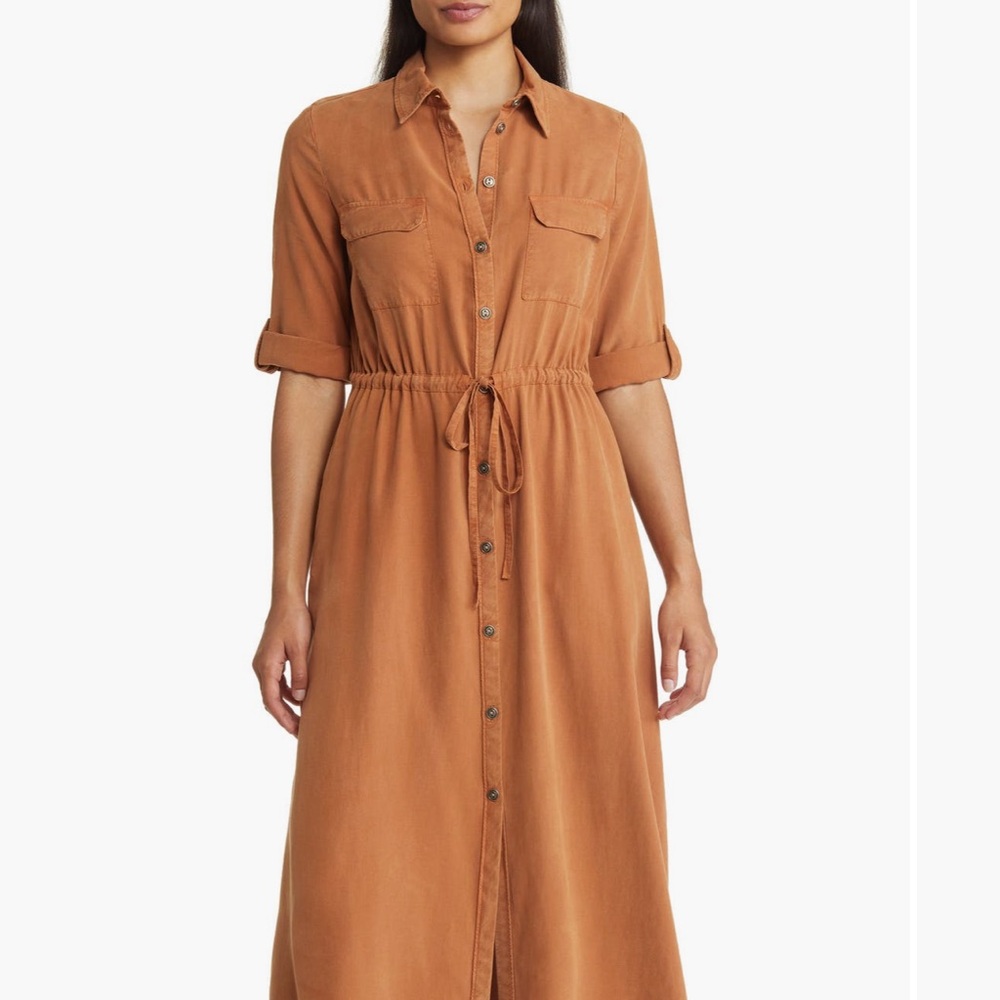 Green midi utility shirt dress